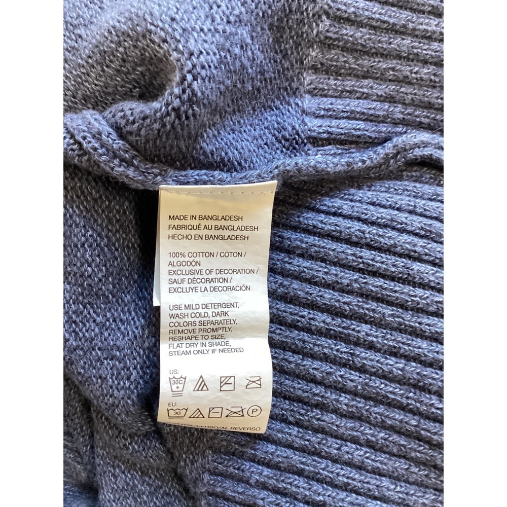 IZOD Mens Medium Blue Fair Isle 100% Cotton Quarter Button Mock Neck Sweater - Picture 5 of 7